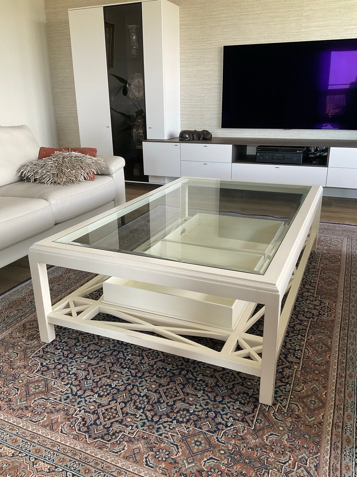 Stijlvolle Rofra salontafel met glazen blad, Huis en Inrichting, Ophalen, 50 tot 100 cm, 150 tot 200 cm, Glas