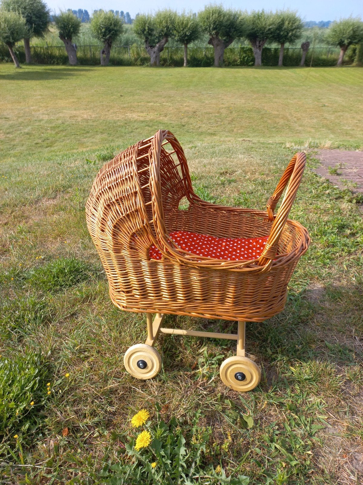 Rieten Poppenwagen - 50 cm lang, 33 cm breed, Ophalen, Gebruikt, Babypop