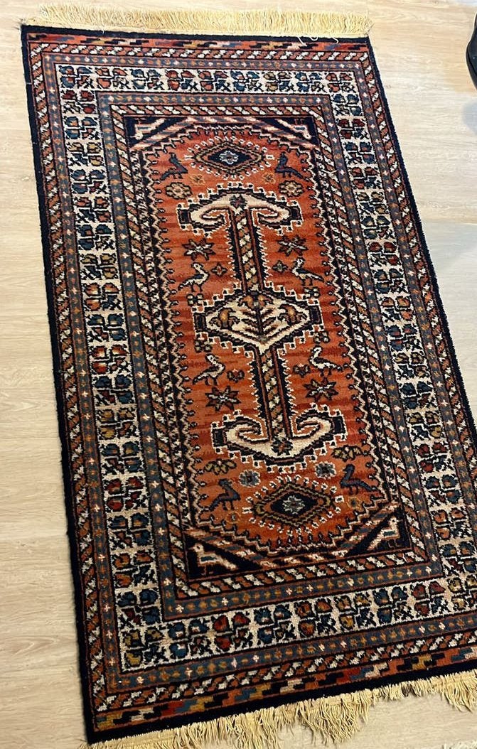-50% KORTING | Authentiek handgeknoopt Perzisch vloerkleed, Ophalen, Gebruikt, Blauw, 50 tot 100 cm