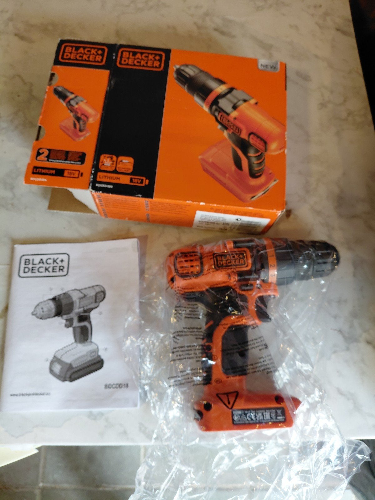 Black+Decker Boor- en Schroefmachine 18V Lithium, Ophalen, Variabele snelheid, Nieuw, Boor- en Schroefmachine