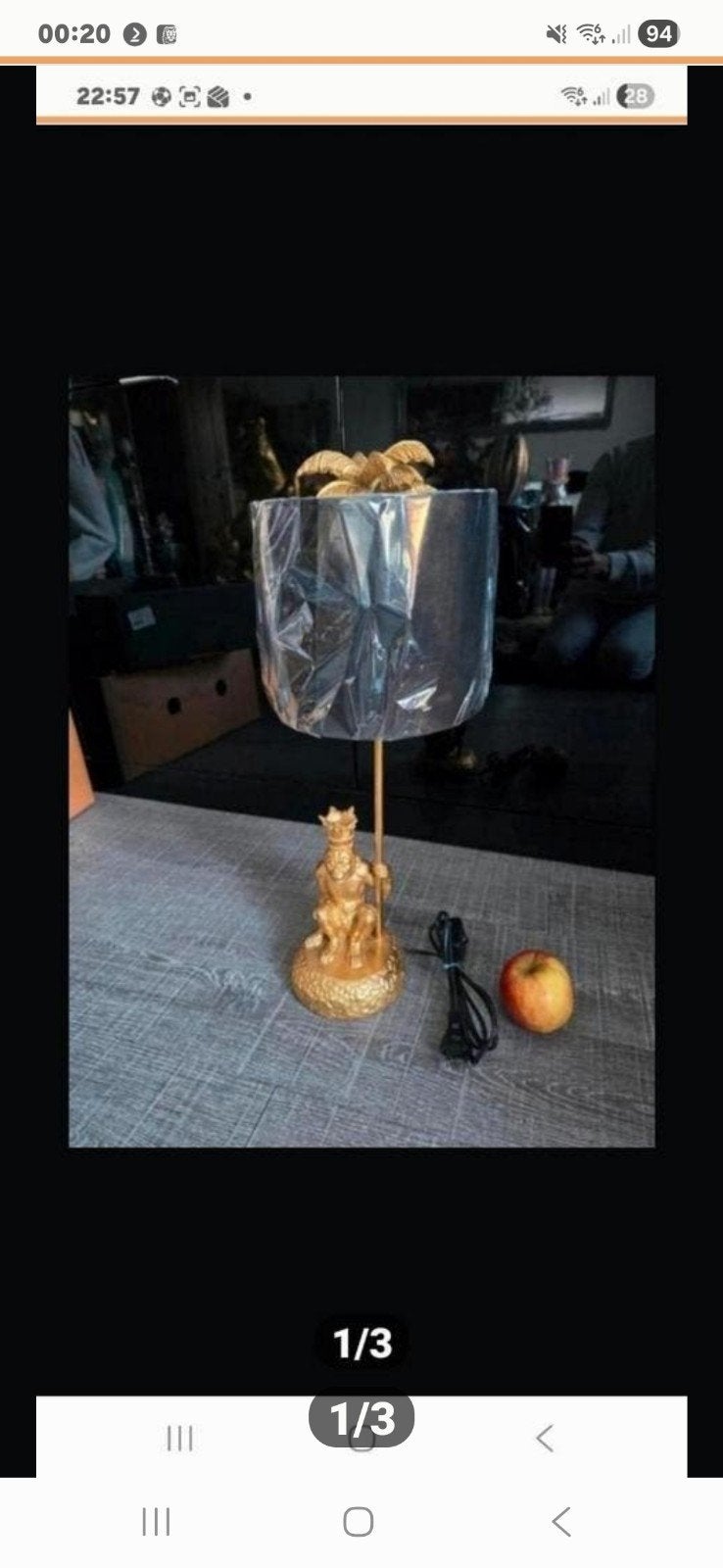 Gouden Aap Tafellamp met Kroon, 50 tot 75 cm, Overige materialen, Modern, Decoratief, Uniek, Nieuw