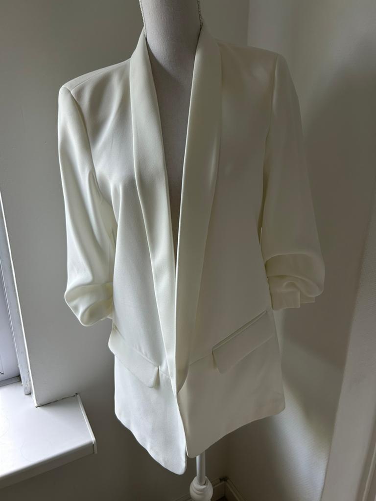 Witte blazer driekwartmouw S/M, Kleding | Dames, Bodywarmers, Verzenden, Nieuw, Maat 36 (S), Wit