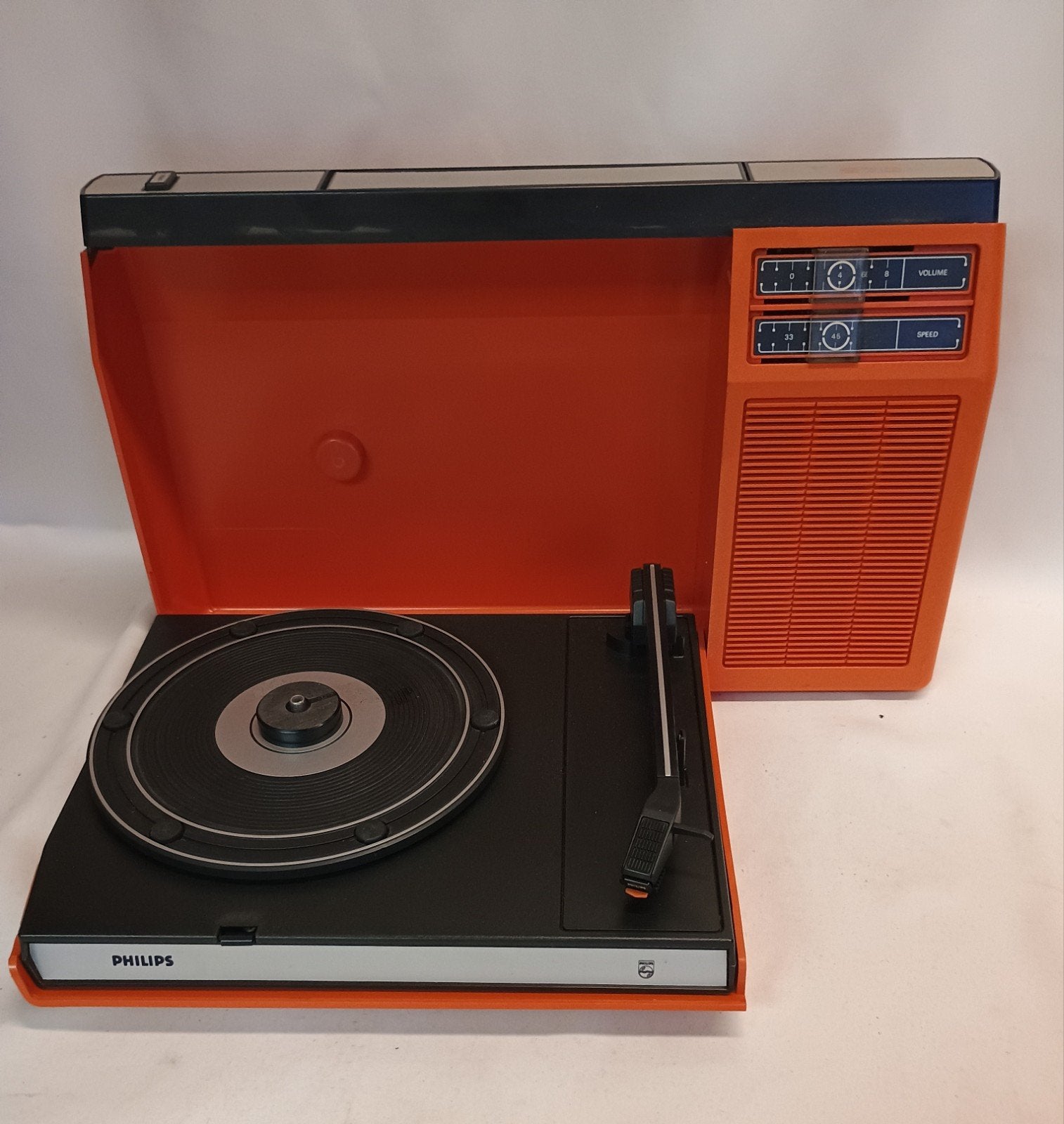 Vintage Philips Platenspeler - Draagbaar Oranje Design, Ophalen