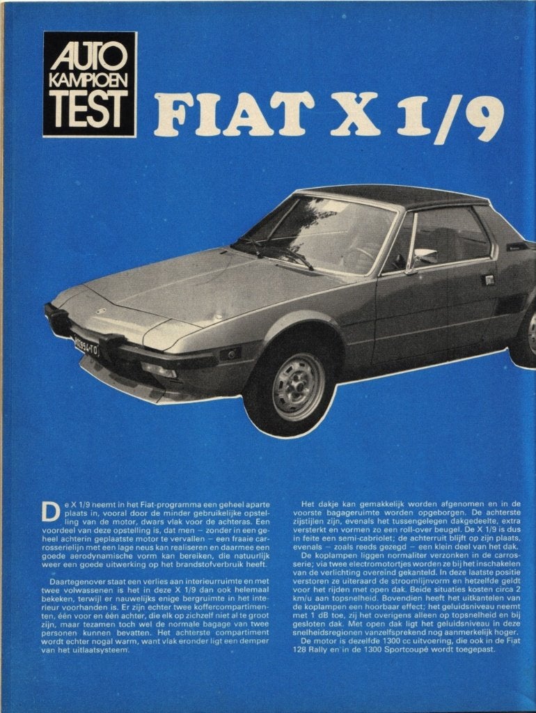 Autokampioen test Fiat X 1/9 1973, Ophalen of Verzenden, Gelezen, Overige merken