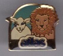 ATLAS schaap & Leeuw PIN ( BLAD9_936), Verzamelen, Ophalen of Verzenden, Nieuw, Merk, Speldje of Pin