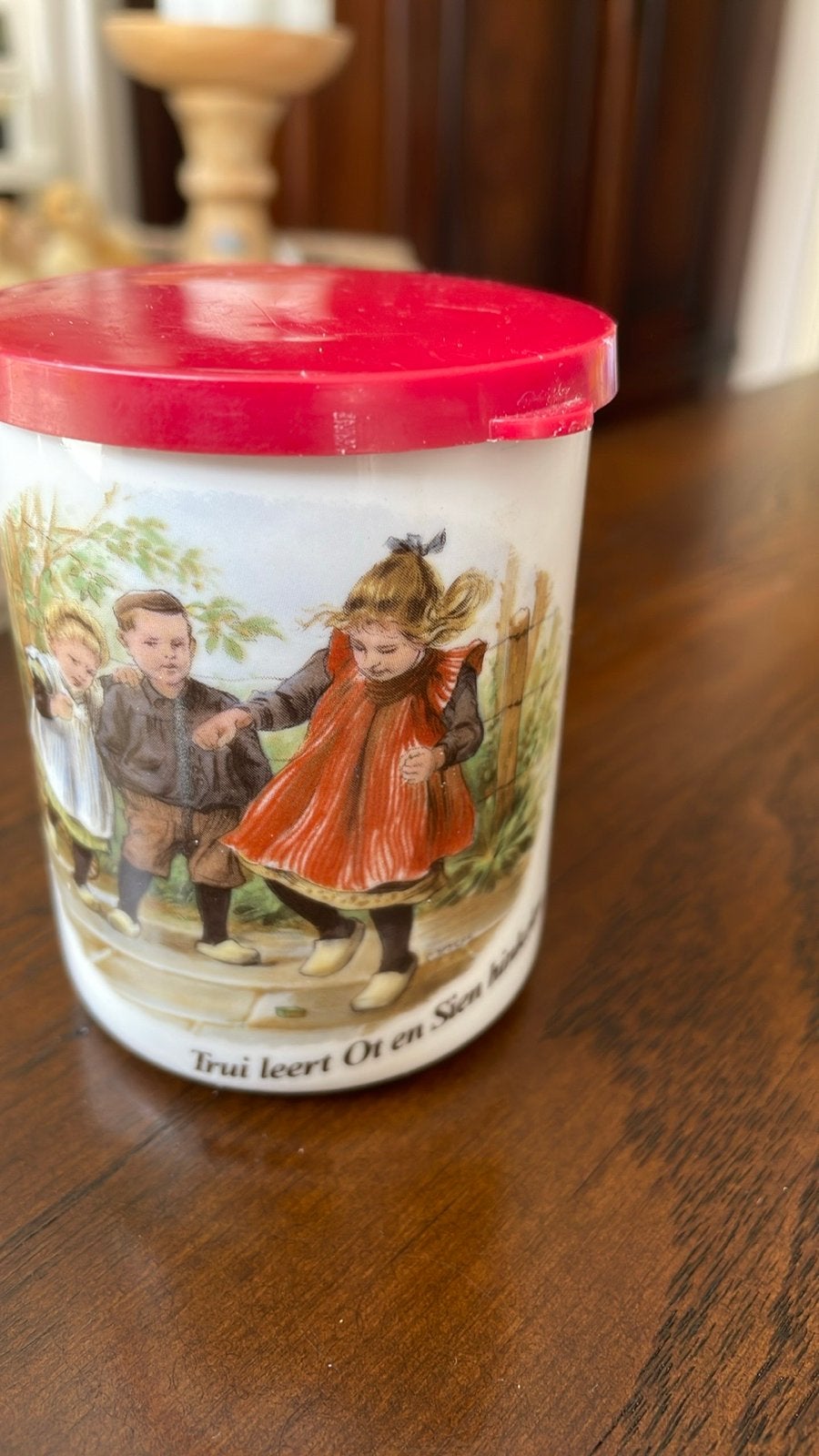 Vintage Ot en Sien Hinkelpotje met houten schijf, Ophalen of Verzenden