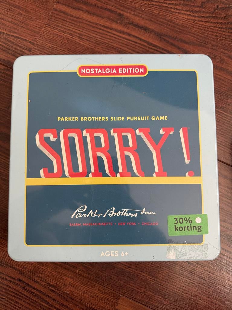 Sorry! Bordspel - Nostalgia Edition van Parker Brothers, Hobby en Vrije tijd, Gezelschapsspellen | Bordspellen, Drie of vier spelers