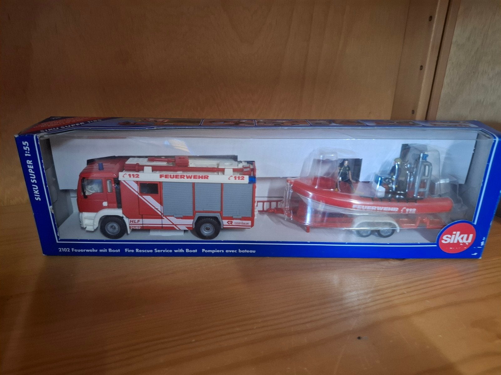 Siku MAN feuerwehr met boot - Super 1:55, Ophalen of Verzenden, Nieuw
