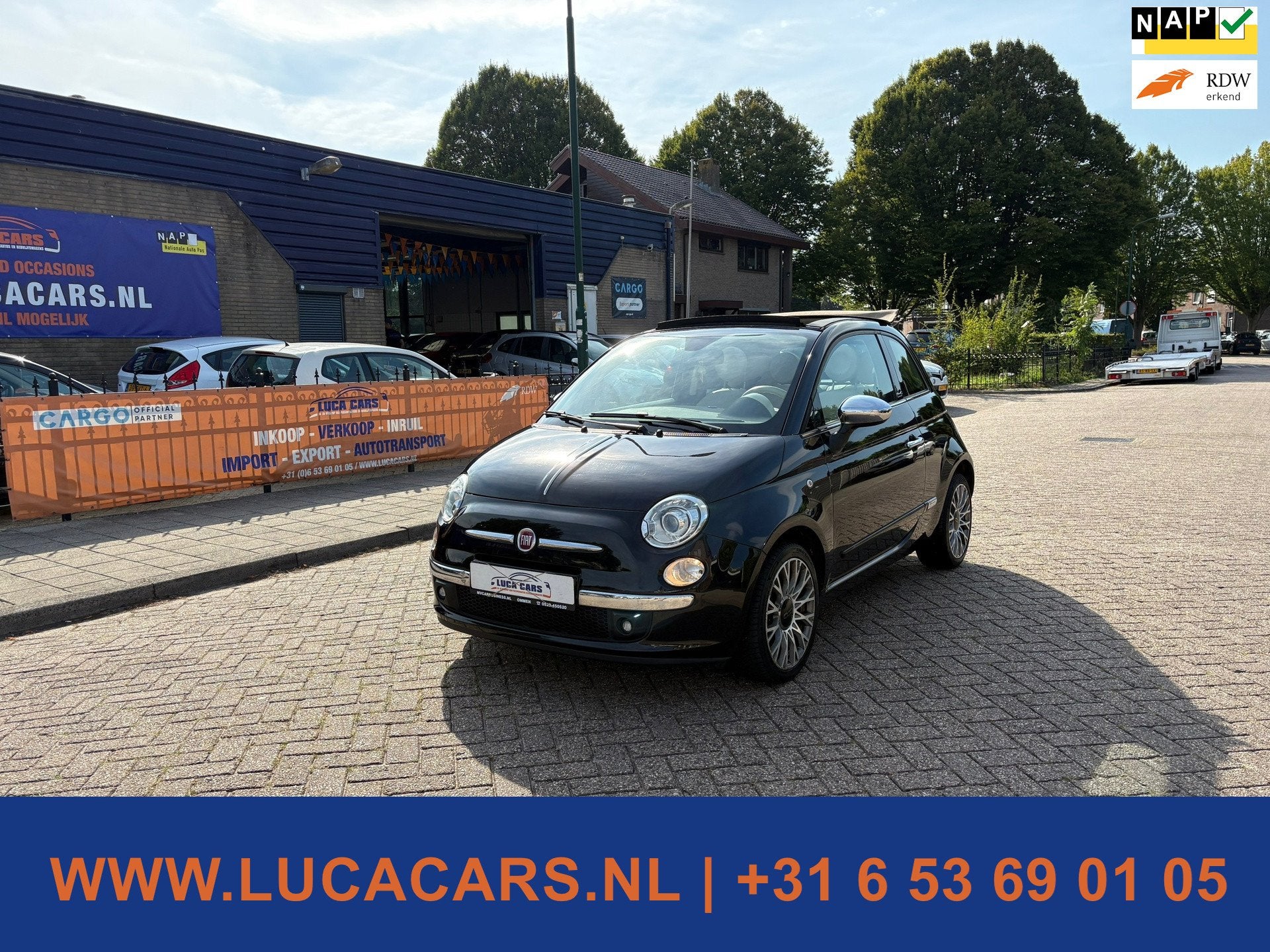 Fiat 500 C 0.9 TwinAir Lounge Cabrio Leer 2X SLEUTEL + BOEKJ, Euro 5, 86 pk, Gebruikt, 31 €/maand
