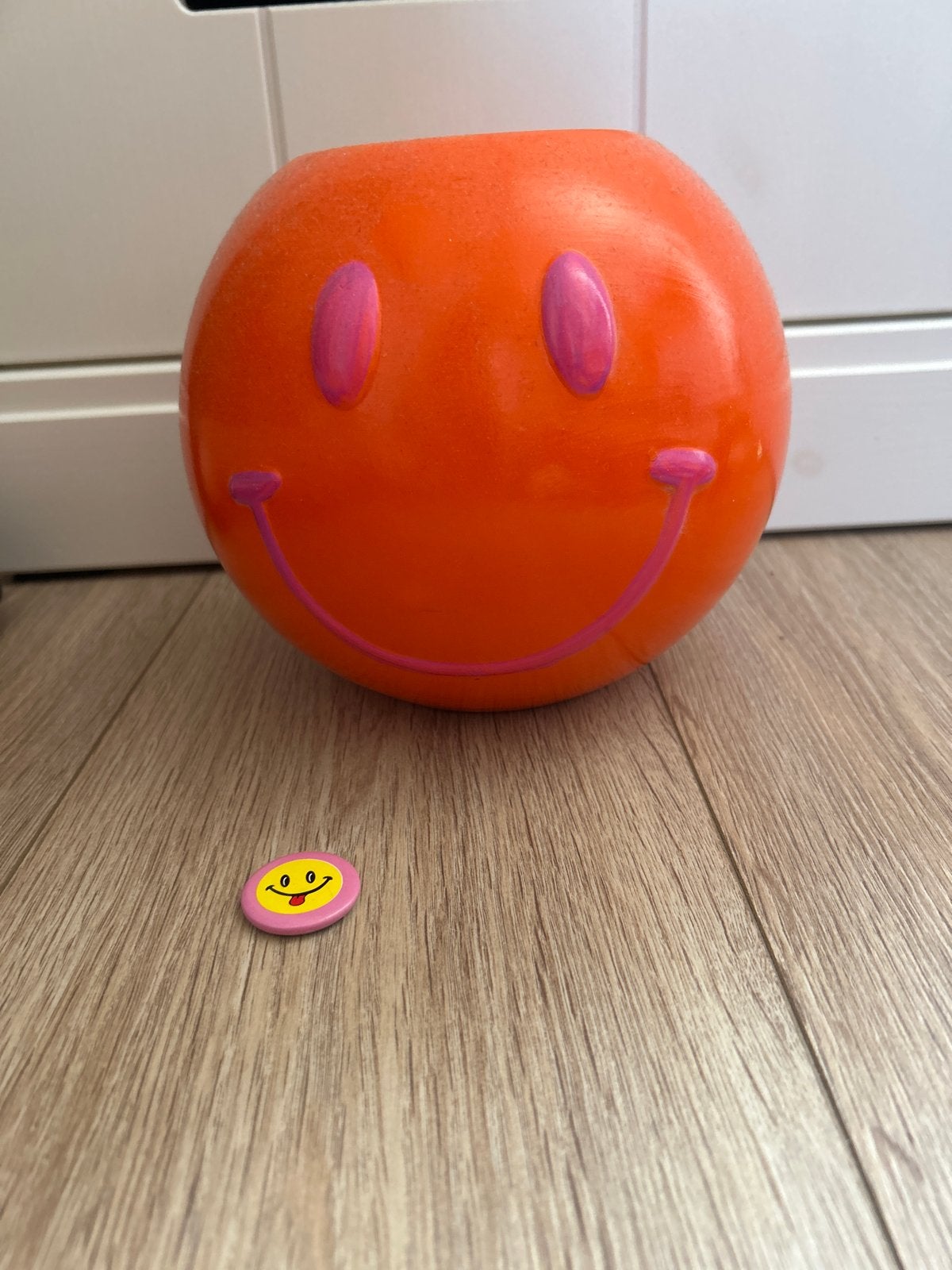 Oranje Smiley pot / bloempot / vaas, Ophalen, Zo goed als nieuw