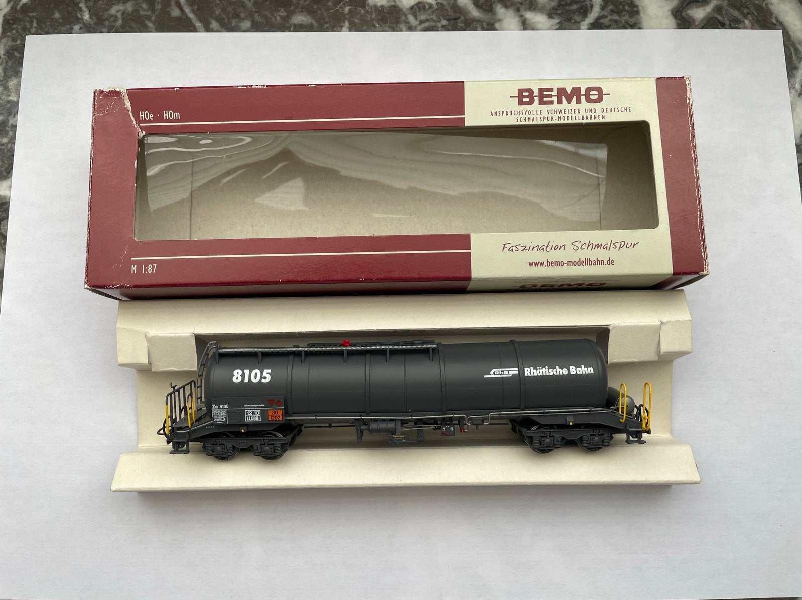 Bemo H0m RhB ketelwagen Za 8105 - 2295 135, Overige merken, Gebruikt, Gelijkstroom, Wagon