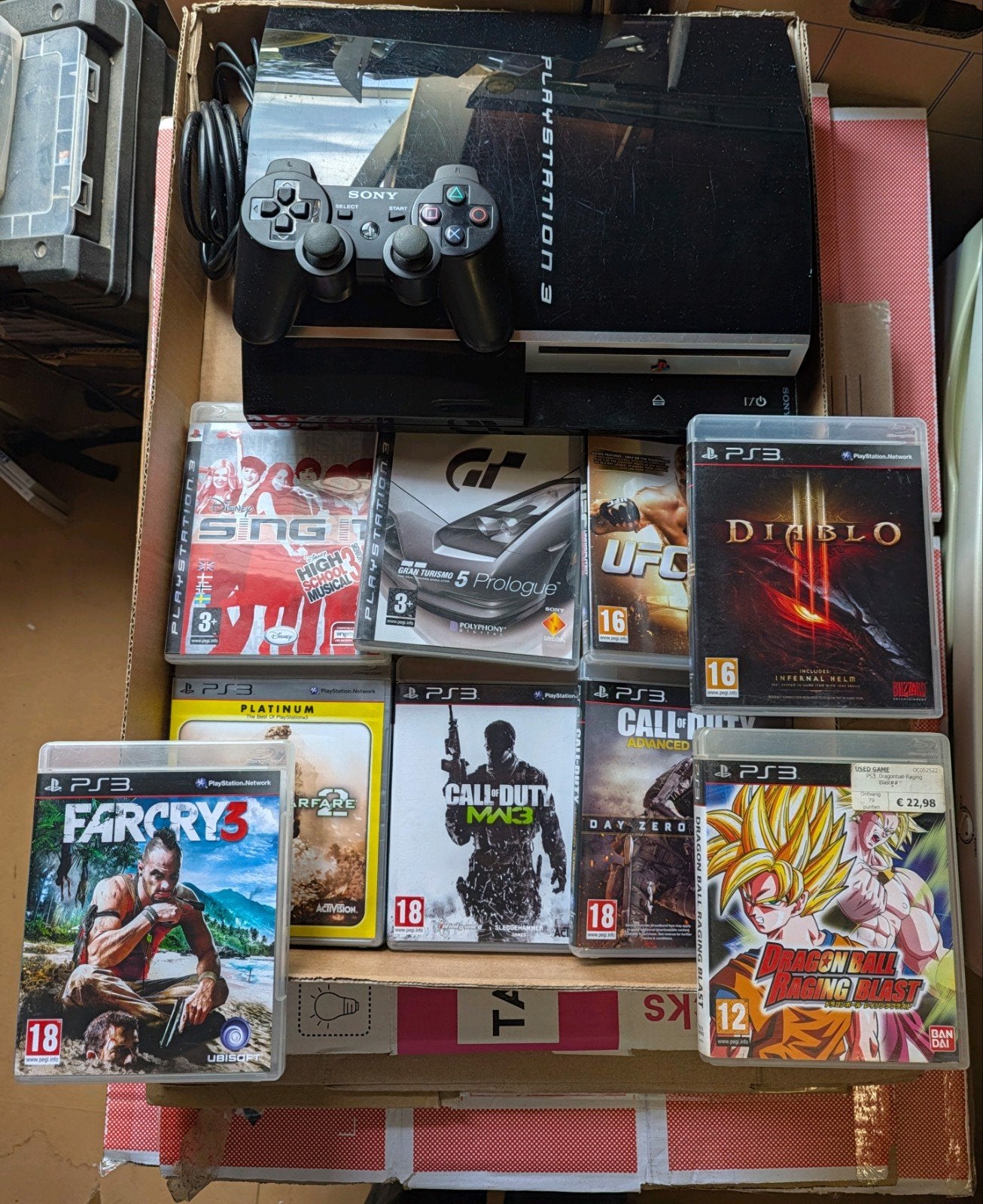 PlayStation 3 (PS3) met games en controller, Met 1 controller, Slim, Gebruikt, Met games