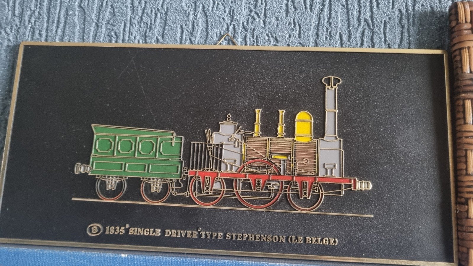 Vintage Plaquette Trein 1835 Stephenson 'Le Belge', Verzamelen, Ophalen, Gebruikt, Trein, Overige typen