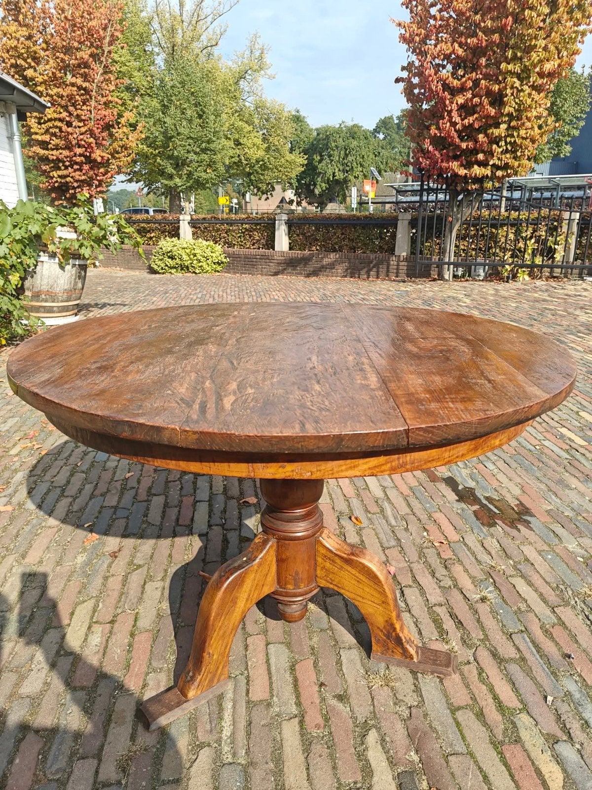 Ronde eettafel van massief hout, Ophalen, Rond, 100 tot 150 cm
