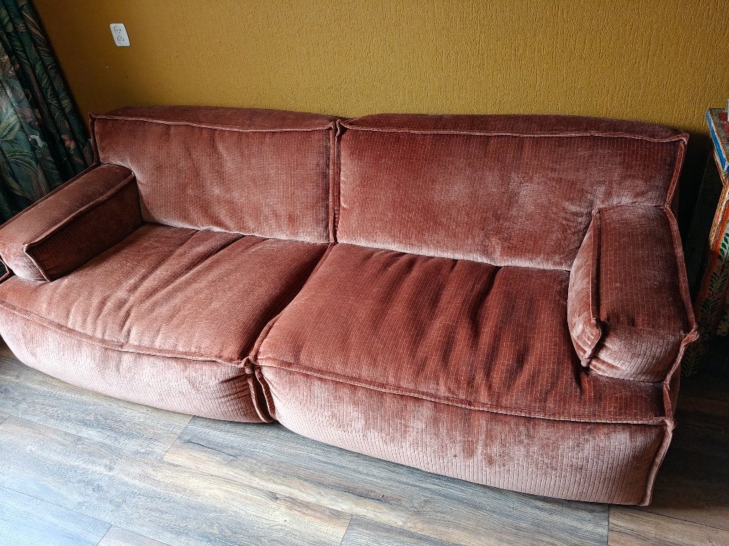 Lounge bank oosterse stijl - ribstof/velvet stof, Ophalen, Driepersoons, 75 tot 100 cm, Zo goed als nieuw