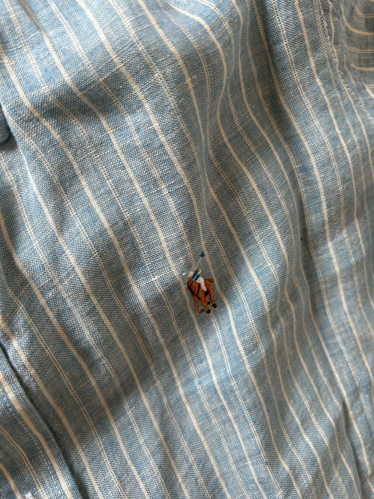 Ralph lauren linnen blouse gestreept lichtblauw maat M, Ophalen of Verzenden, Nieuw, Blauw, Halswijdte 39/40 (M)