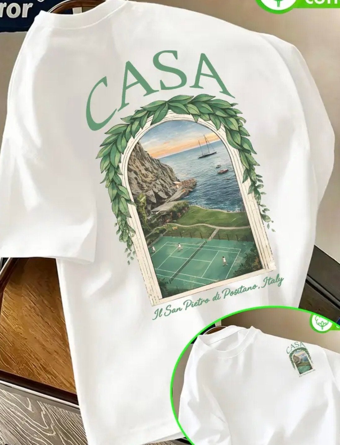 Wit T-shirt met 'CASA' print en Italiaans landschap, Ophalen of Verzenden, Zo goed als nieuw, Overige maten, Wit