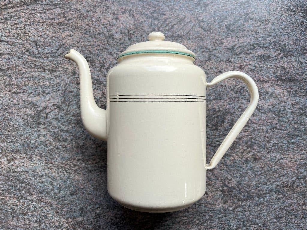 Emaille vintage koffiekan met deksel, Ophalen of Verzenden