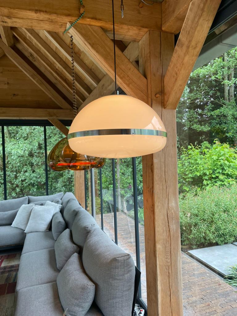 Stilux Milano zeldzame plexiglas hanglamp 50, Huis en Inrichting, Lampen | Hanglampen, Ophalen, Kunststof, Gebruikt, Minder dan 50 cm