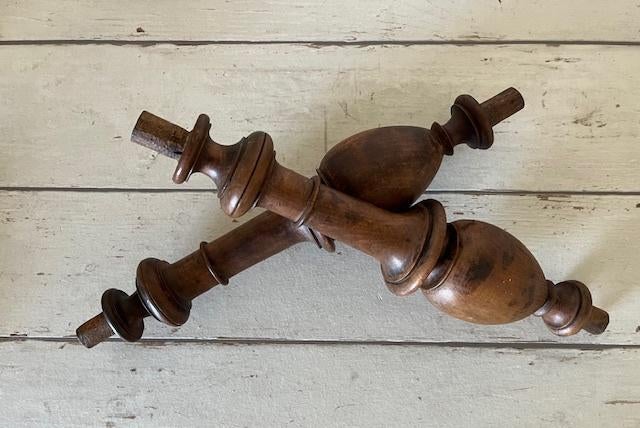 Set van twee houten vintage Franse balusters, Ophalen of Verzenden