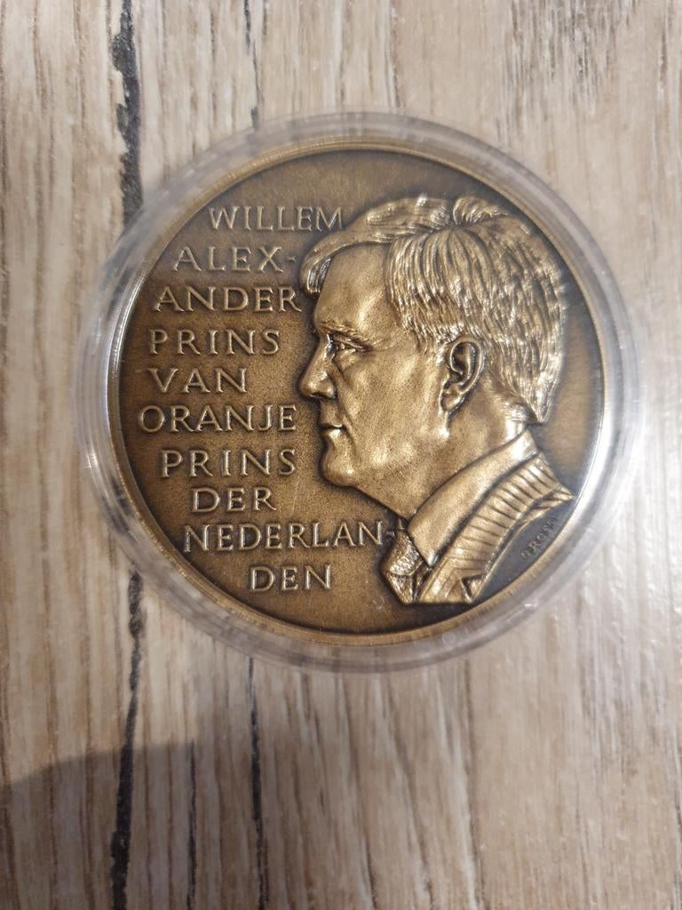 Bronzen Penning Willem-Alexander Prins der Nederlanden, Postzegels en Munten, Ophalen of Verzenden, Koningin Beatrix, Overige waardes