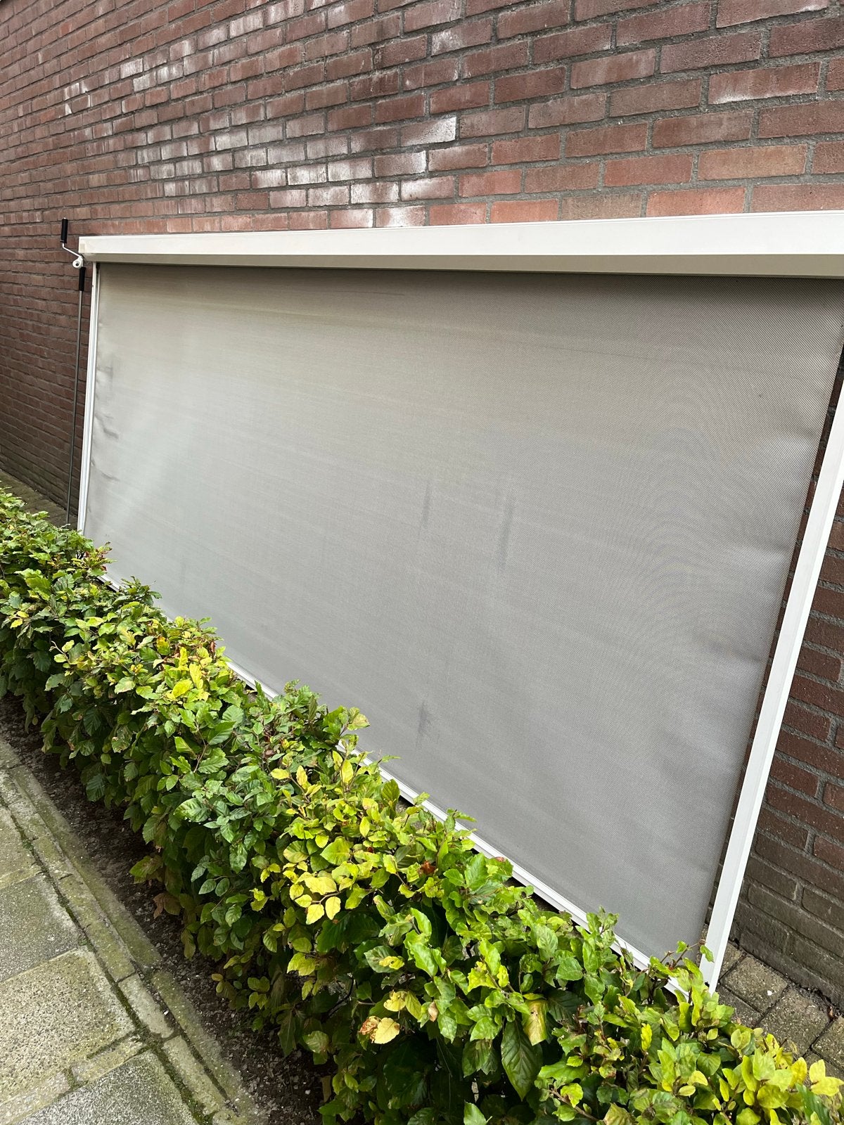 Handbediend screen 348x153 cm met draaistang, Tuin en Terras, Ophalen, Gebruikt, 150 tot 300 cm, 250 cm tot 450 cm