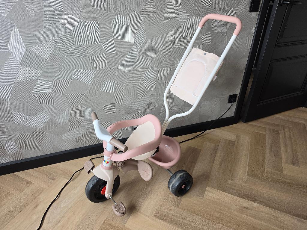 Smoby Driewieler met Duwstang - Roze/Beige, Ophalen, Zo goed als nieuw, Smoby, Duwstang