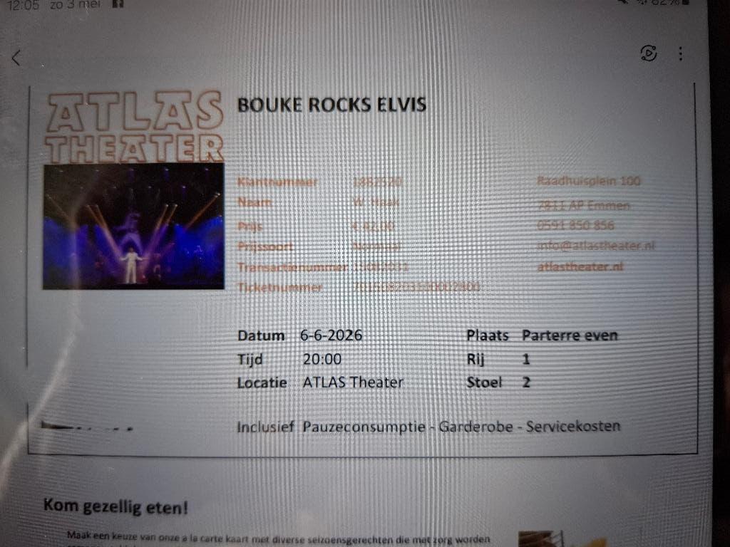 Kaartje  Bouke, Tickets en Kaartjes, Eén persoon, Juni