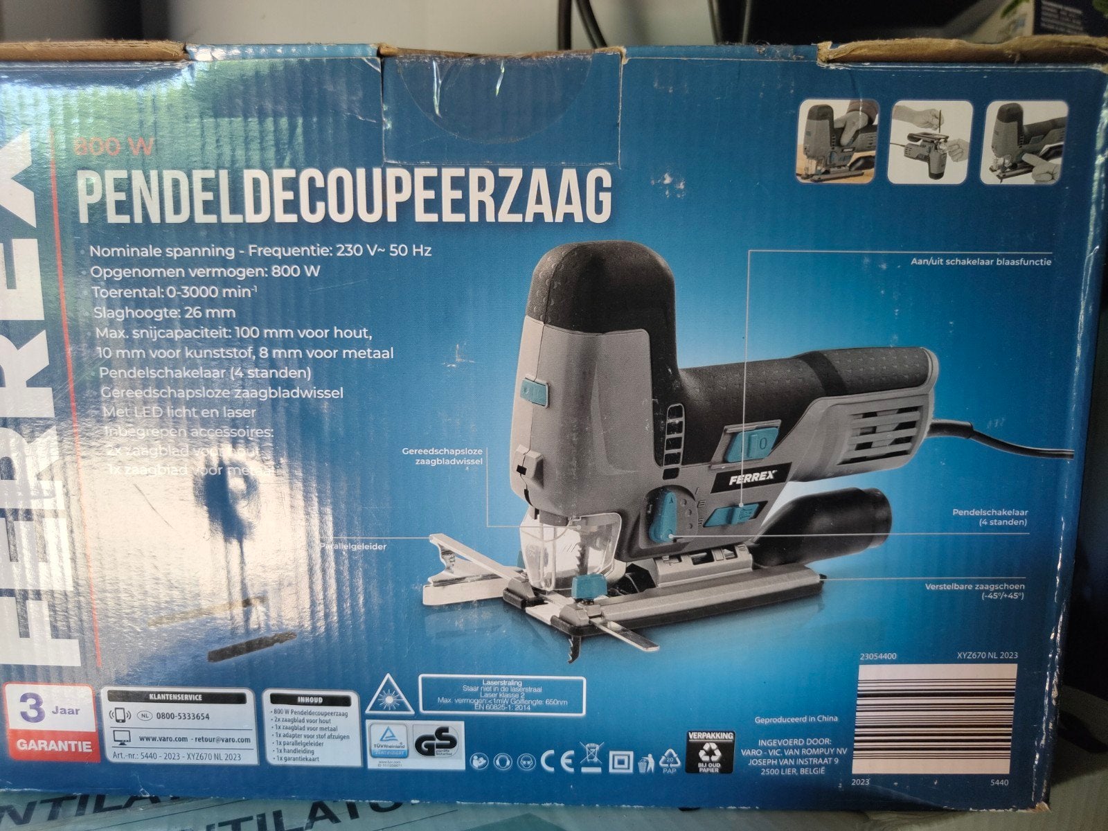 Nieuwe Ferrex Pendeldecopupeurzaag 800W met LED en laser, Ophalen, Ferrex, Nieuw, 600 tot 1200 watt