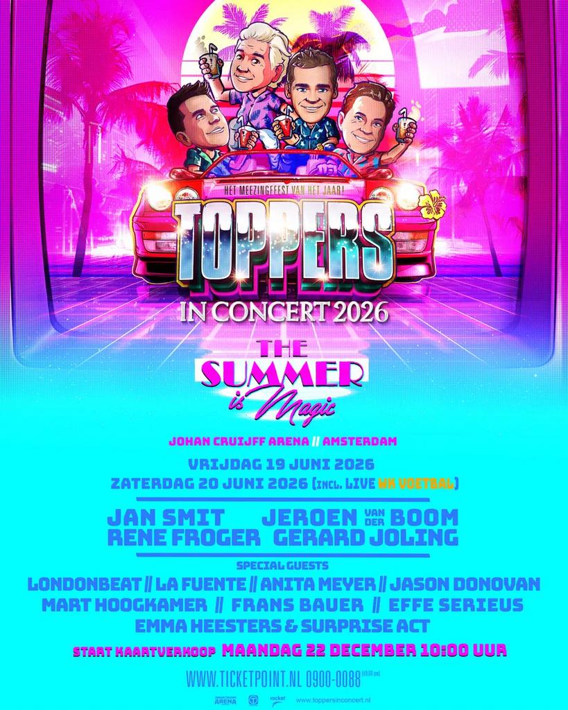 2x kaarten toppers in concert 2026 vrijdag 19 juni, Tickets en Kaartjes, Evenementen en Festivals, Twee personen