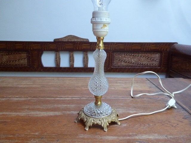Vintage persglazen met messing lamp, Antiek en Kunst, Ophalen of Verzenden