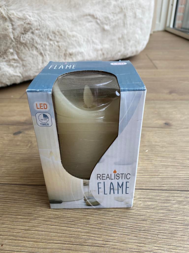 Ledkaars realistic flame, Overige materialen, Nieuw, Ophalen of Verzenden, Crème