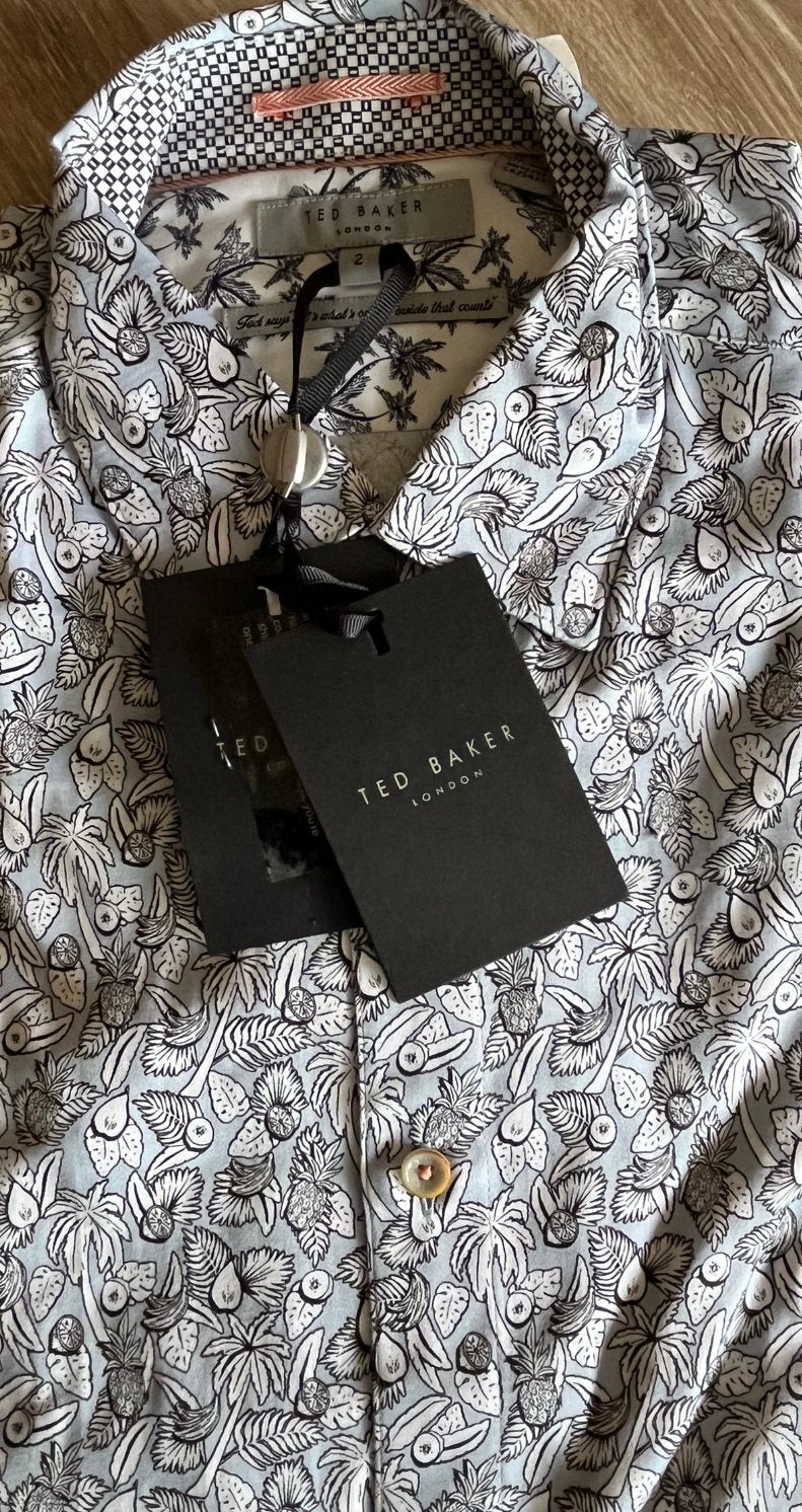 Ted Baker korte mouw overhemd, maat 2(S), nieuw, wvp €115,00, Kleding | Heren, Overhemden, Ted Baker, Overige kleuren, Halswijdte 38 (S) of kleiner
