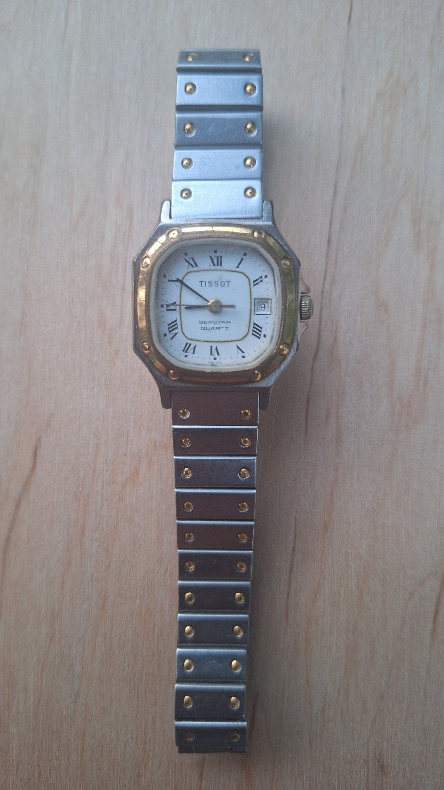 Tissot Seastar 1990 vintage dameshorloge, Overige merken, Staal, Gebruikt, Staal