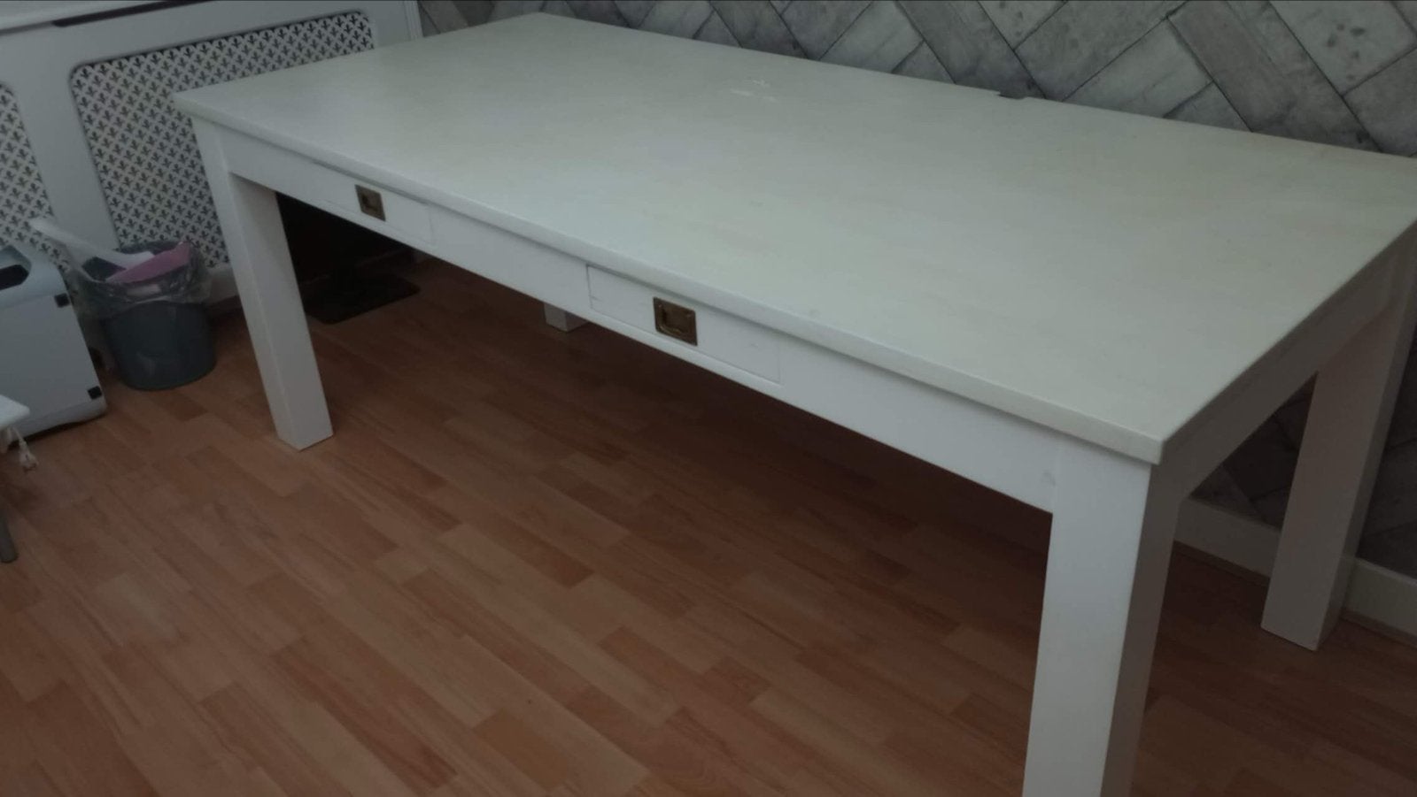 Grote houten schrijftafel 200  90 cm – tweedehands, Ophalen, Gebruikt