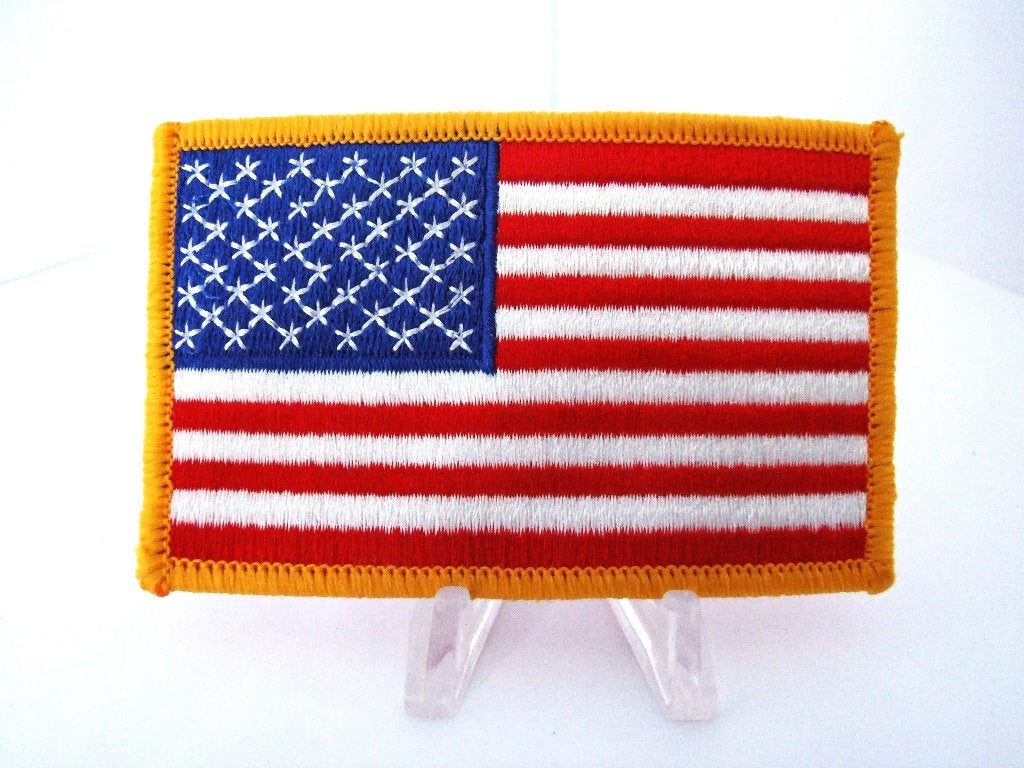 Embleem,Patch,Vlag,USA,Army,WWII,Gele,Border,Mouw, Verzenden, Landmacht, Amerika, Embleem of Badge