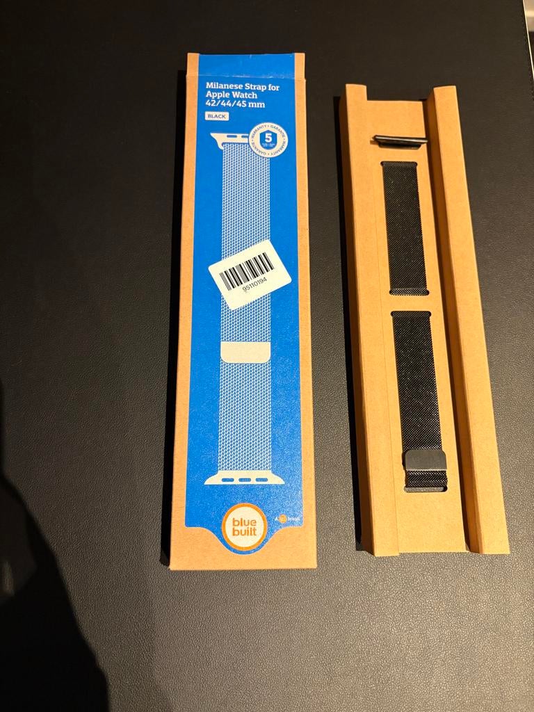 Milanese Bandje voor Apple Watch 42/44/45 mm Zwart, Ophalen of Verzenden, Nieuw, Zwart, IOS