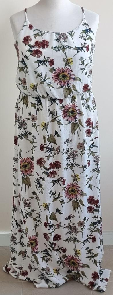 Only lange witte jurk met bloemen prints mt. 42, Only, Wit, Maat 42/44 (L), Ophalen of Verzenden