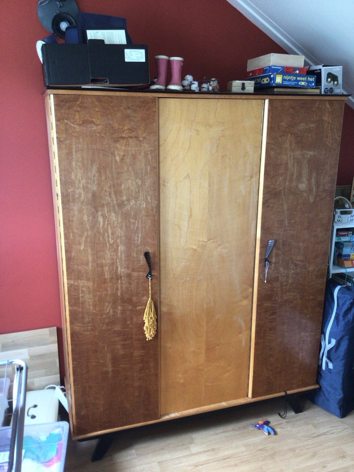 Vintage Retro Kledingkast met Leg- en Hanggedeelte, Antiek en Kunst, Antiek | Meubels | Kasten, Ophalen