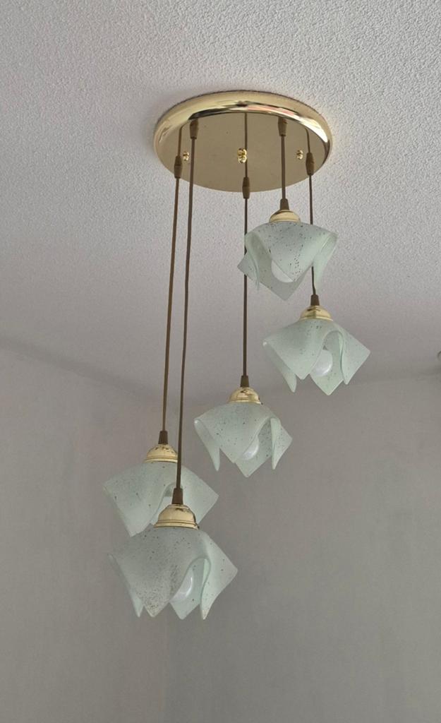 Vintage tulpen lamp, Ophalen, Metaal of Aluminium