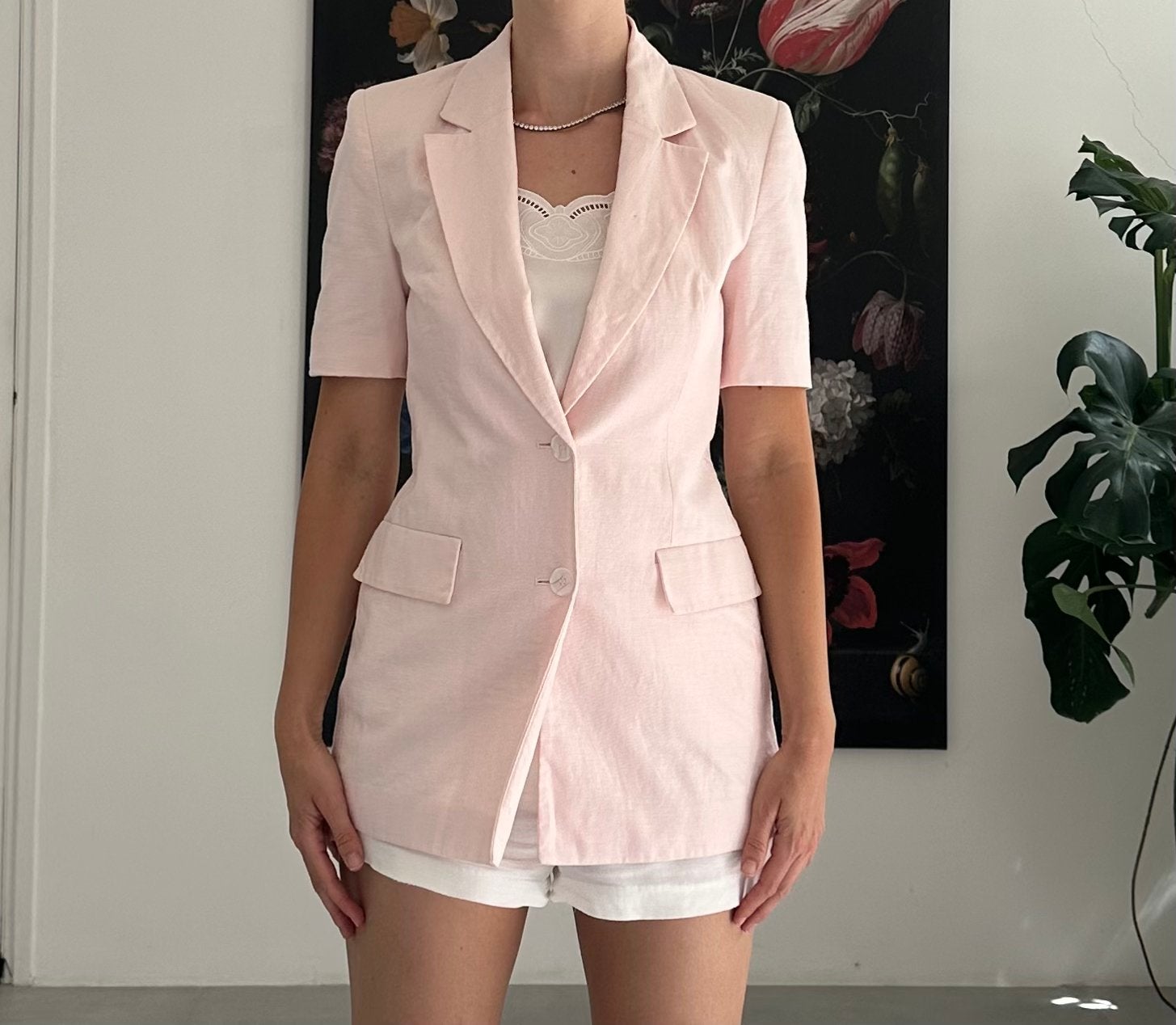 Linnen blazer jasje met korte mauw maat XS Zara, Nieuw, Ophalen of Verzenden, Jasje, Roze