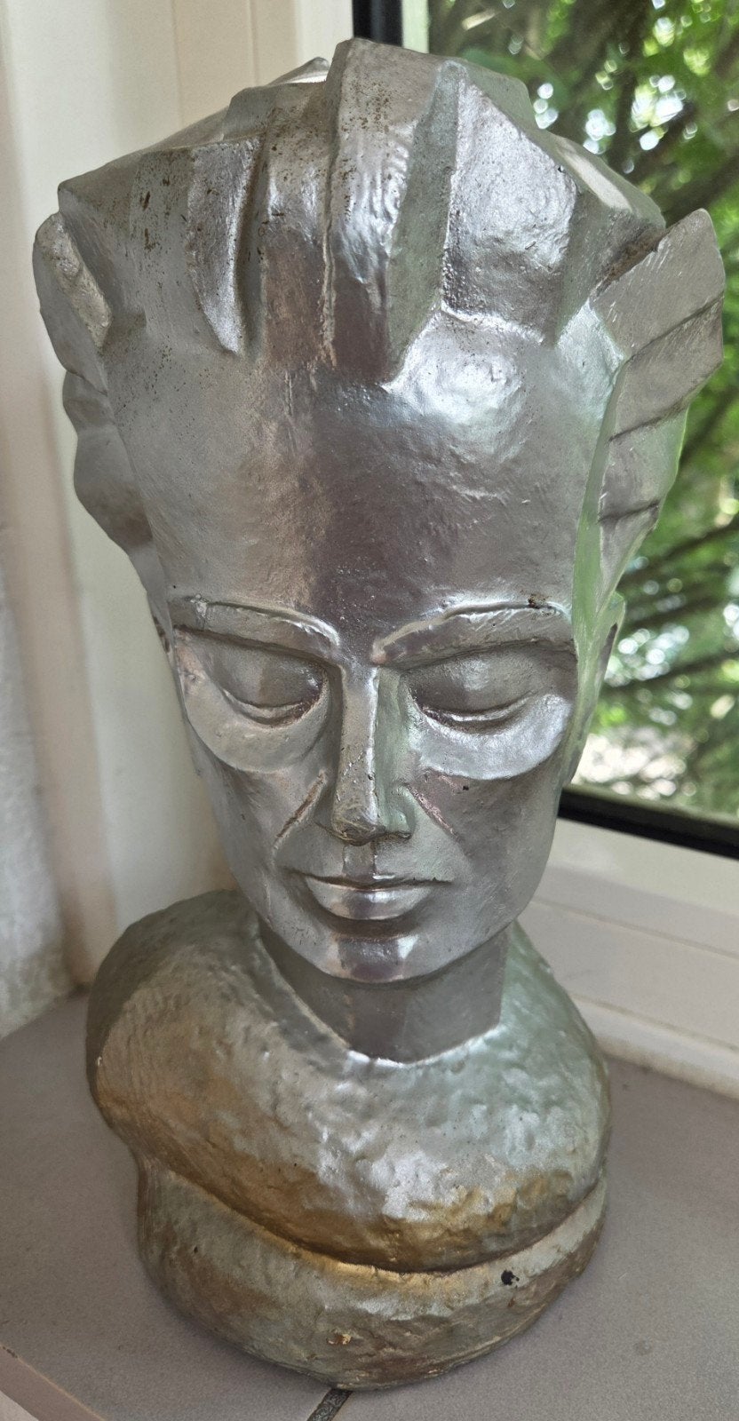 Gipsen Buste van Herman Bieling - Modern Kunstwerk, Zilver, Gips, Ophalen of Verzenden, 20 - 50 cm