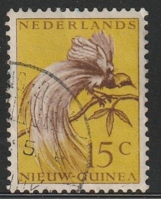 Nieuw-Guinea 1954 28 Paradijsvogel 15c, Gest, Postzegels en Munten, Ophalen of Verzenden, Gestempeld, Nieuw-Guinea