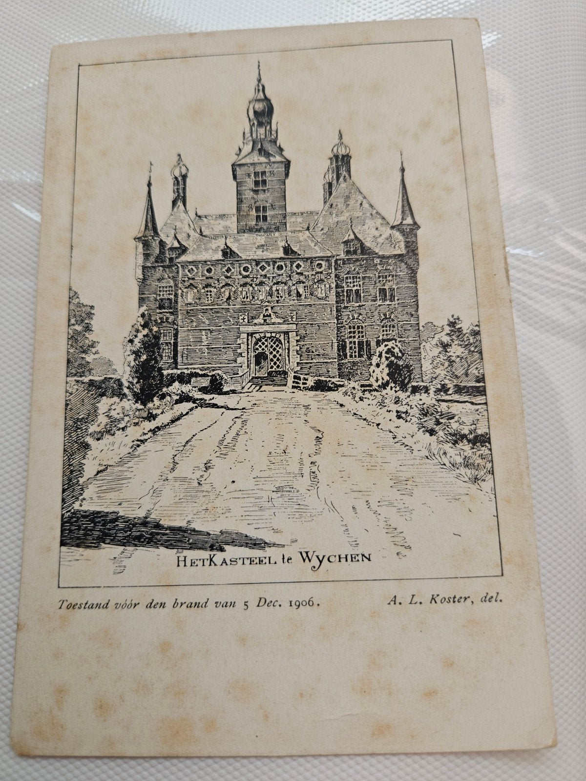 Briefkaart Kasteel Wijchen 1906 - Voor de brand, Verzamelen, Ansichtkaarten | Nederland, Ophalen of Verzenden, Voor 1920, Ongelopen