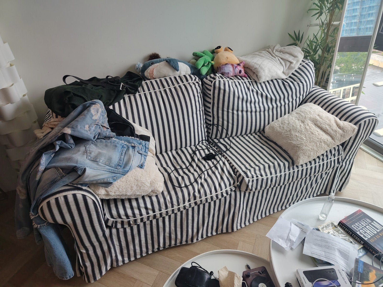 Ikea Ektorp slaapbank met beddengoed, gratis zelf afhalen, Ophalen, Gebruikt, Tweepersoons, Overige maten