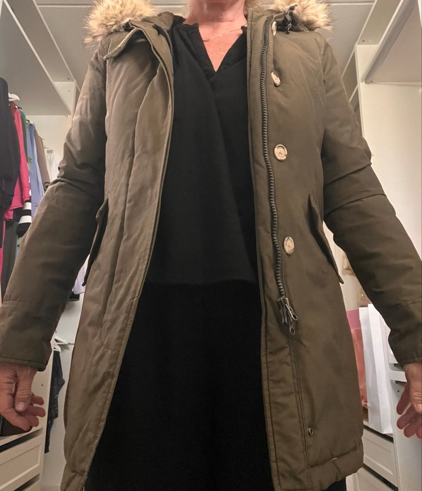 Woolrich John Rich & Bros. Winterjas met bontkraag, Ophalen of Verzenden, Zo goed als nieuw, Maat 36 (S), Groen