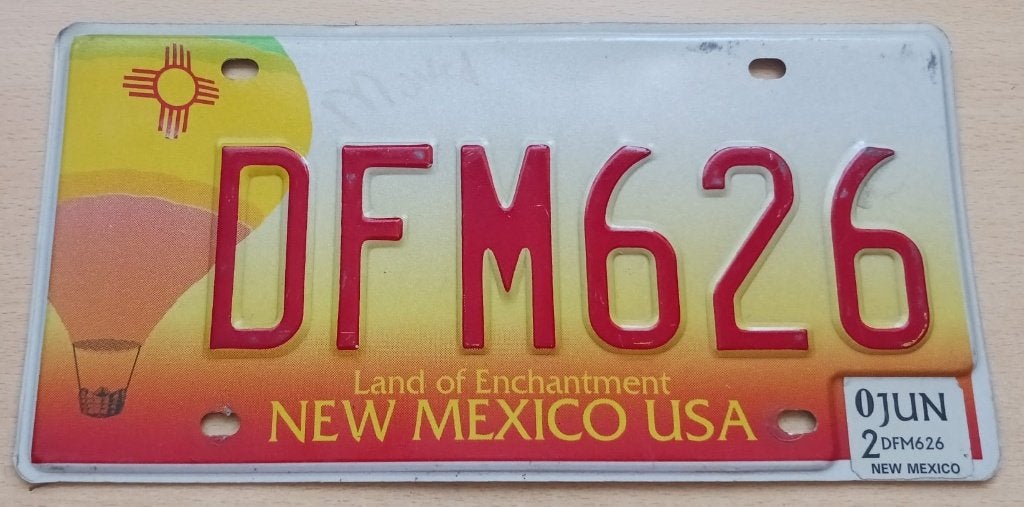 Kentekenplaat  License plate New Mexico DFM626, Ophalen of Verzenden, Gebruikt