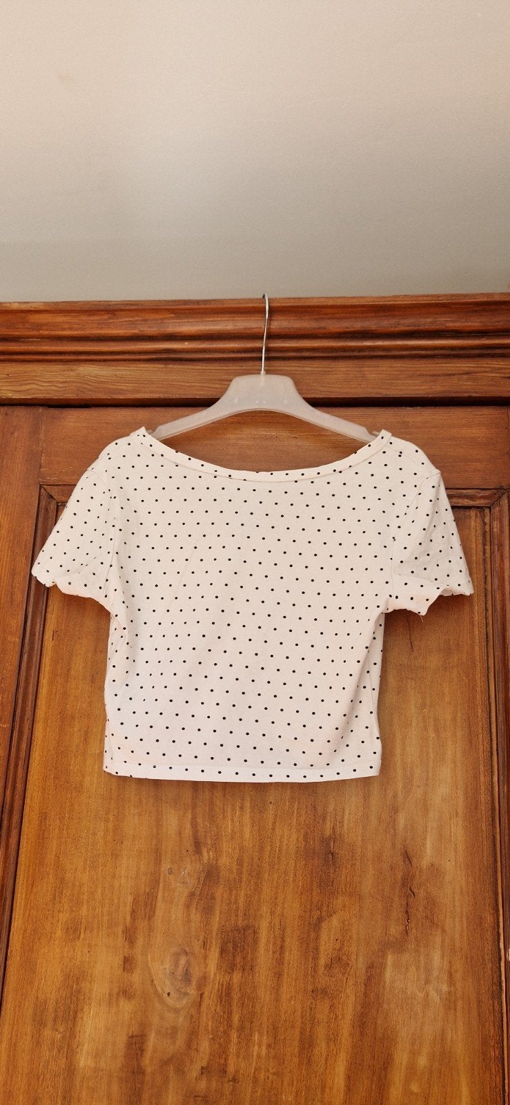 H&M Divided Crop Top met stippen - Maat S, Kleding | Dames, Wit, H&M Divided, Ophalen of Verzenden, Korte mouw