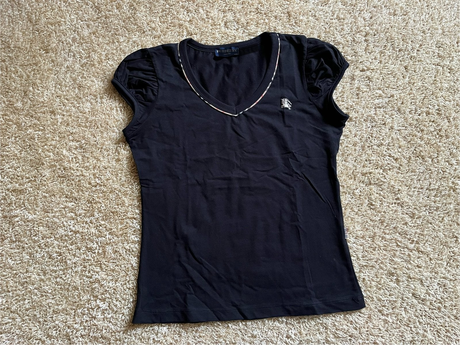 Shirt v-hals zwart met Nova check mt. XL, Zwart, Maat 46/48 (XL) of groter, Ophalen of Verzenden, Zo goed als nieuw