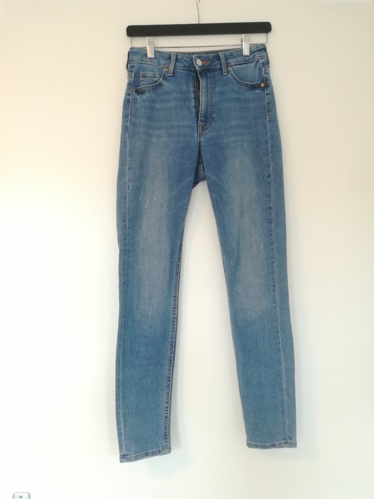 H&M Curvy Jeggings Ultra High Waist Skinny Jeans maat 34, H&M, Blauw, Ophalen of Verzenden, Zo goed als nieuw